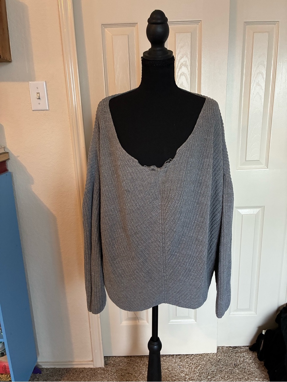 Urban Outfitters Grey V-Neck Knit Sweater